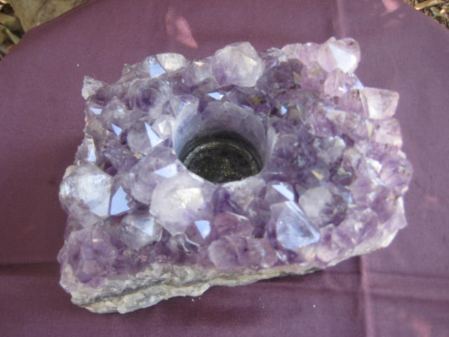 Amethyst Candleholder protection, purification, divine connection, release of addictions 2586